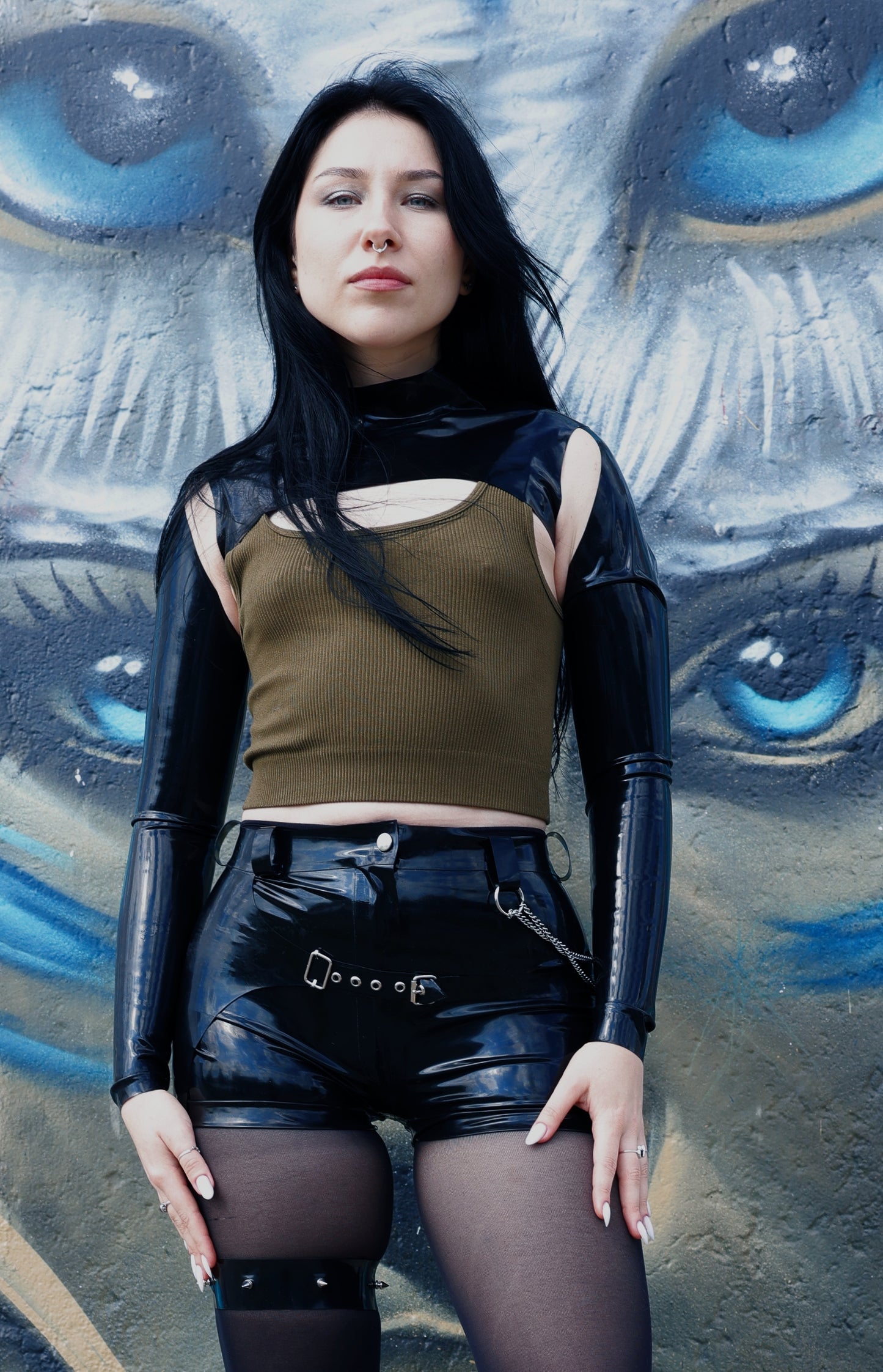 "Vespera" Latex Bolero Top with Long Sleeves