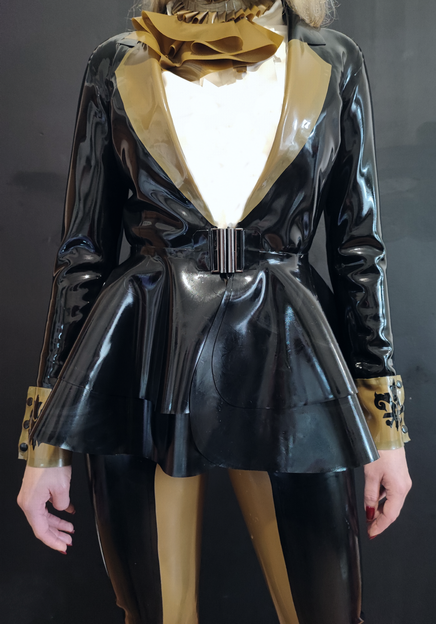 "Duchess" Open Suit Blazer Jacket & Double-layered Peplum Circle Skirt