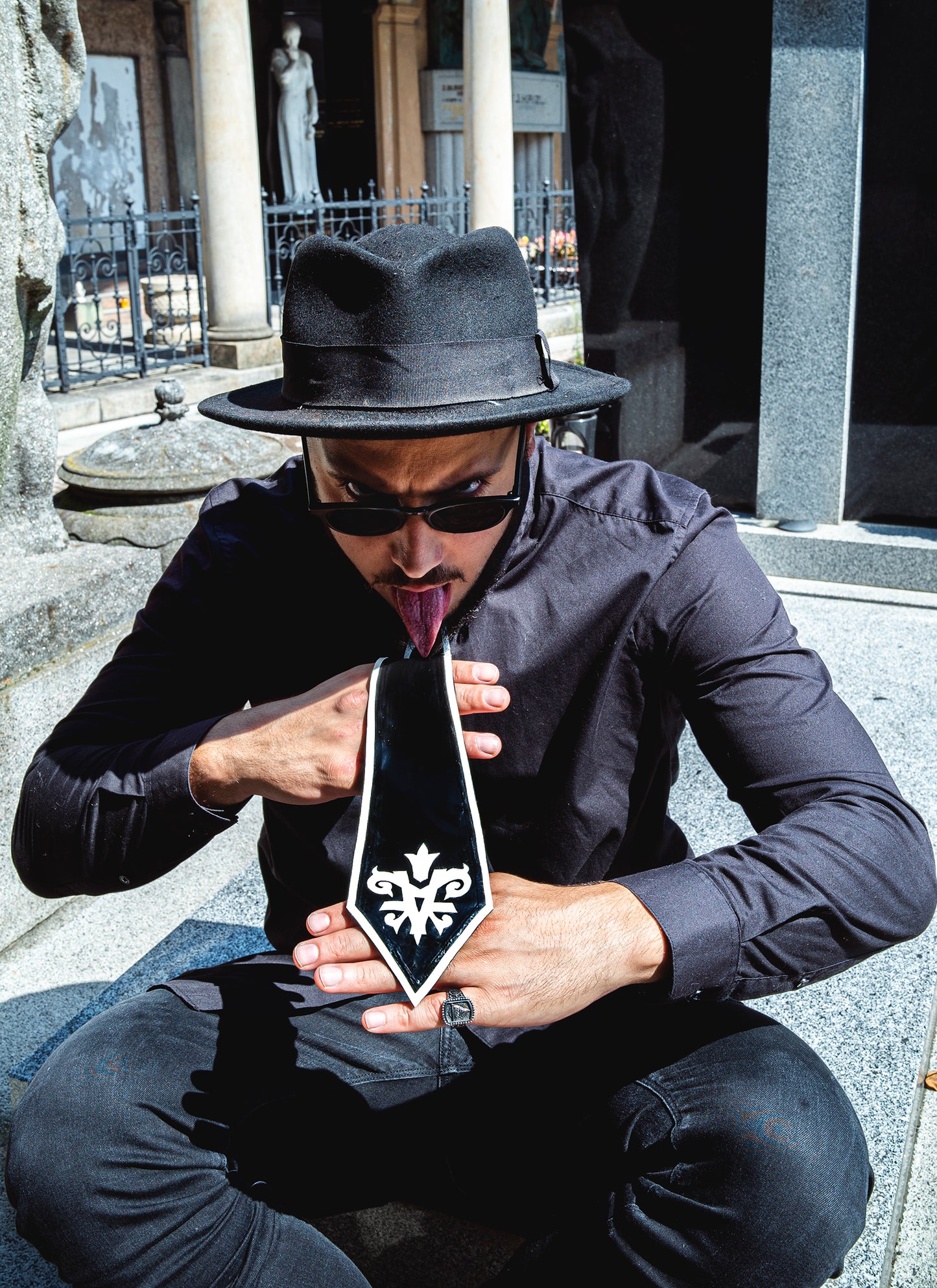 Black & White Latex Tie with KV Logo