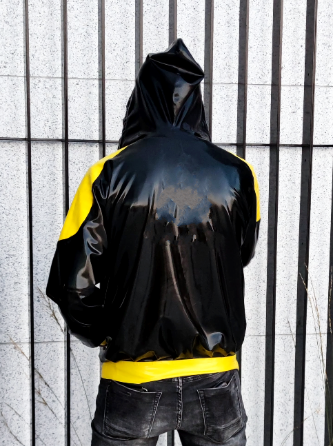Men's Waterproof Latex Hoodie with Kangaroo Pocket & Stitched Shoulder Pads