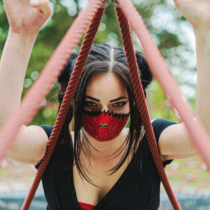 "Dragon Skin" Red Latex Facemask with Inner Filter