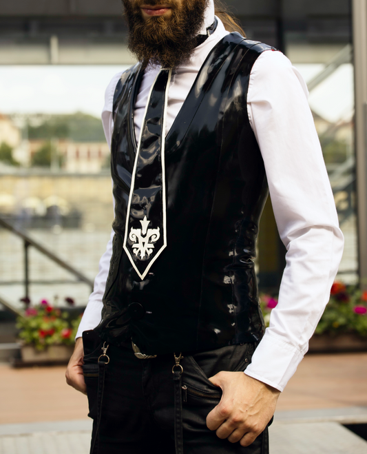 Men's Latex Waistcoat with inner fabric lining and buttons