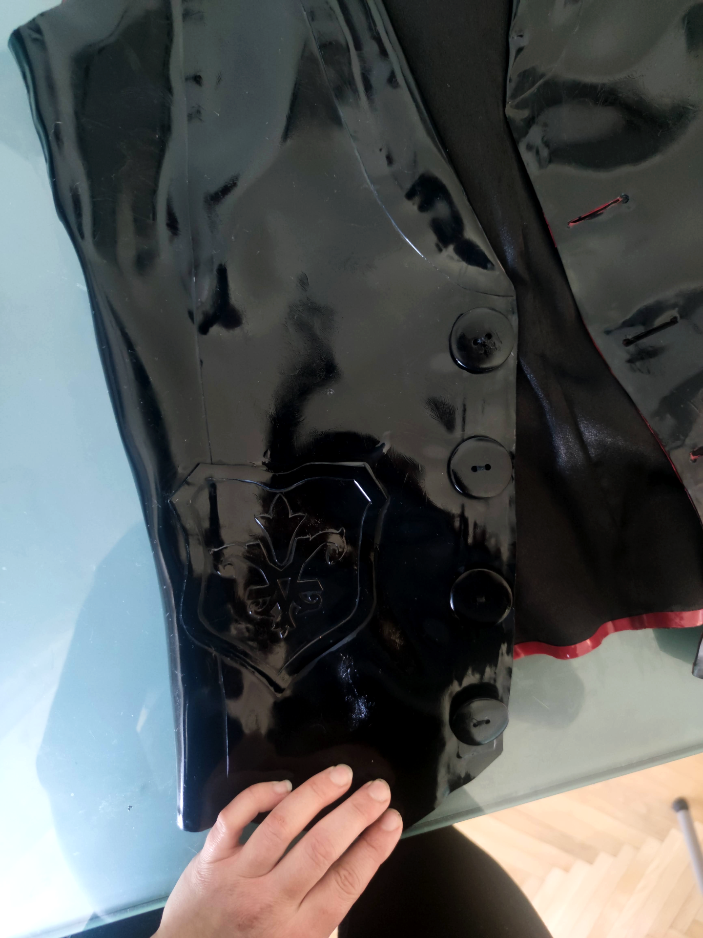 Men's Buttoned Latex Waistcoat with Inner Fabric Lining