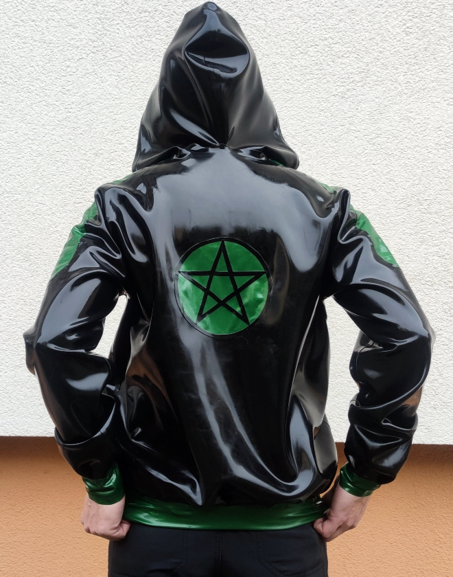 Men's Waterproof Latex Hoodie with Fabric Lining, Kangaroo Pocket & Stitched Shoulder Pads