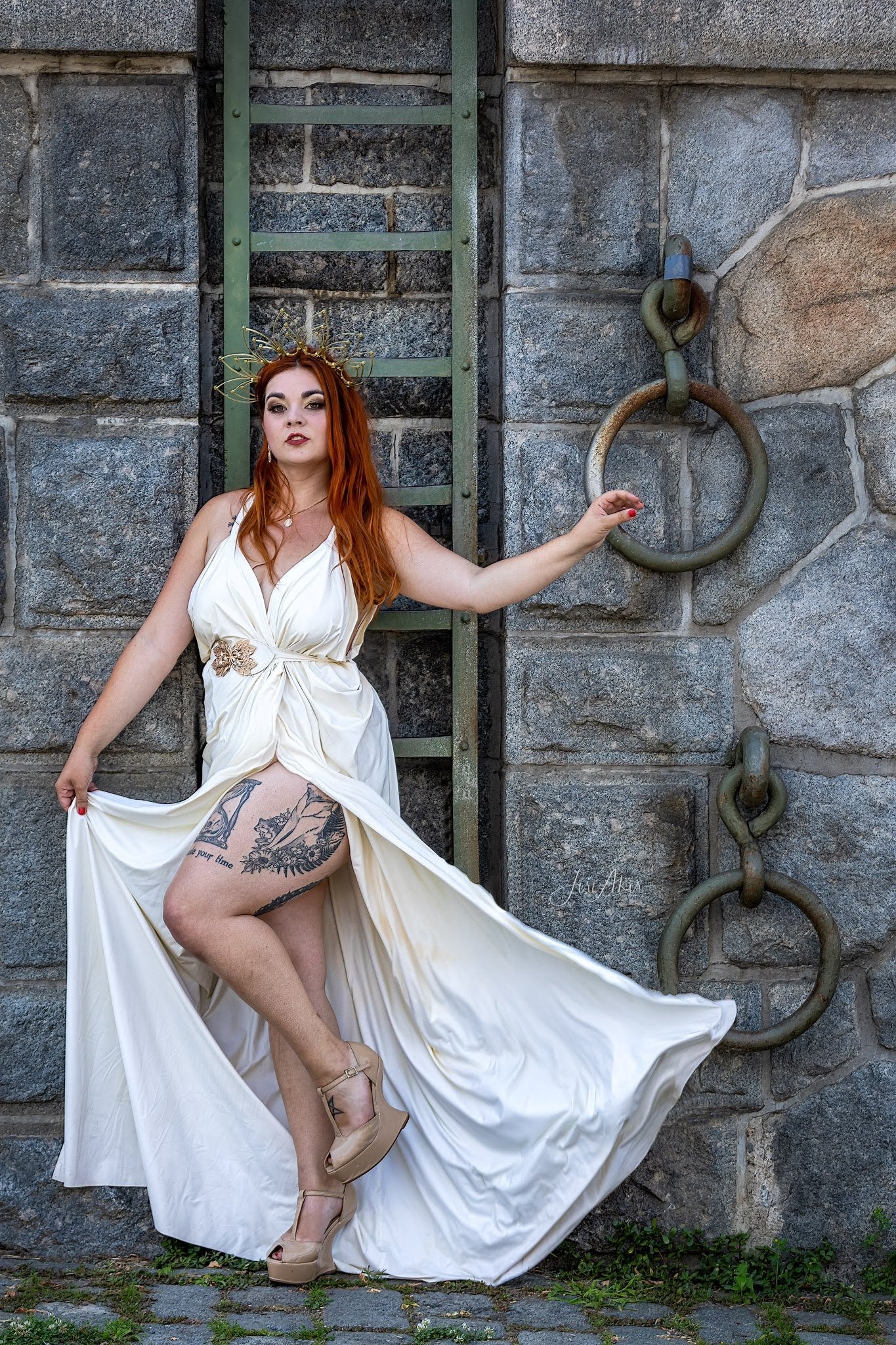 "Athena" Latex Greek Goddess Toga Wrap Dress with Belt Boho Wedding Unisize