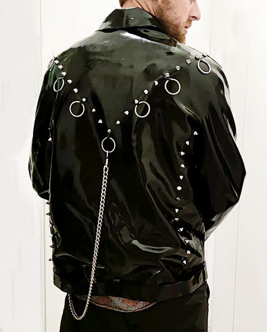 Men's Biker Jacket with Spikes and O-Rings