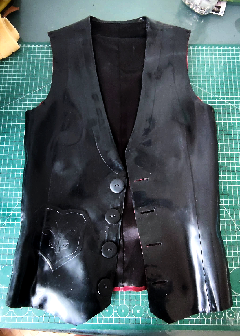 Men's Latex Waistcoat with inner fabric lining and buttons