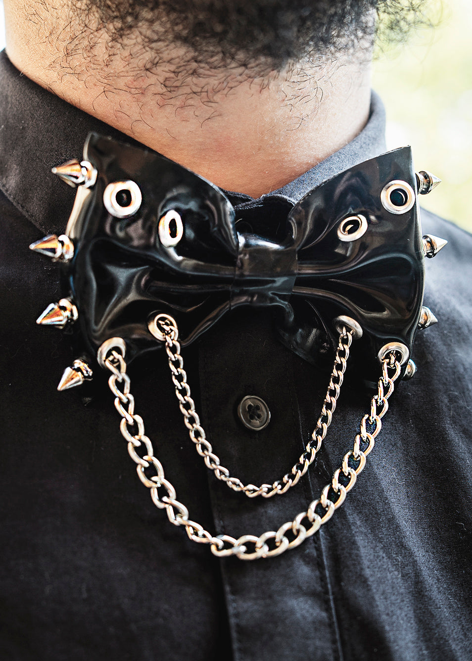'Jack' Unisex latex Bowtie with spikes and chains