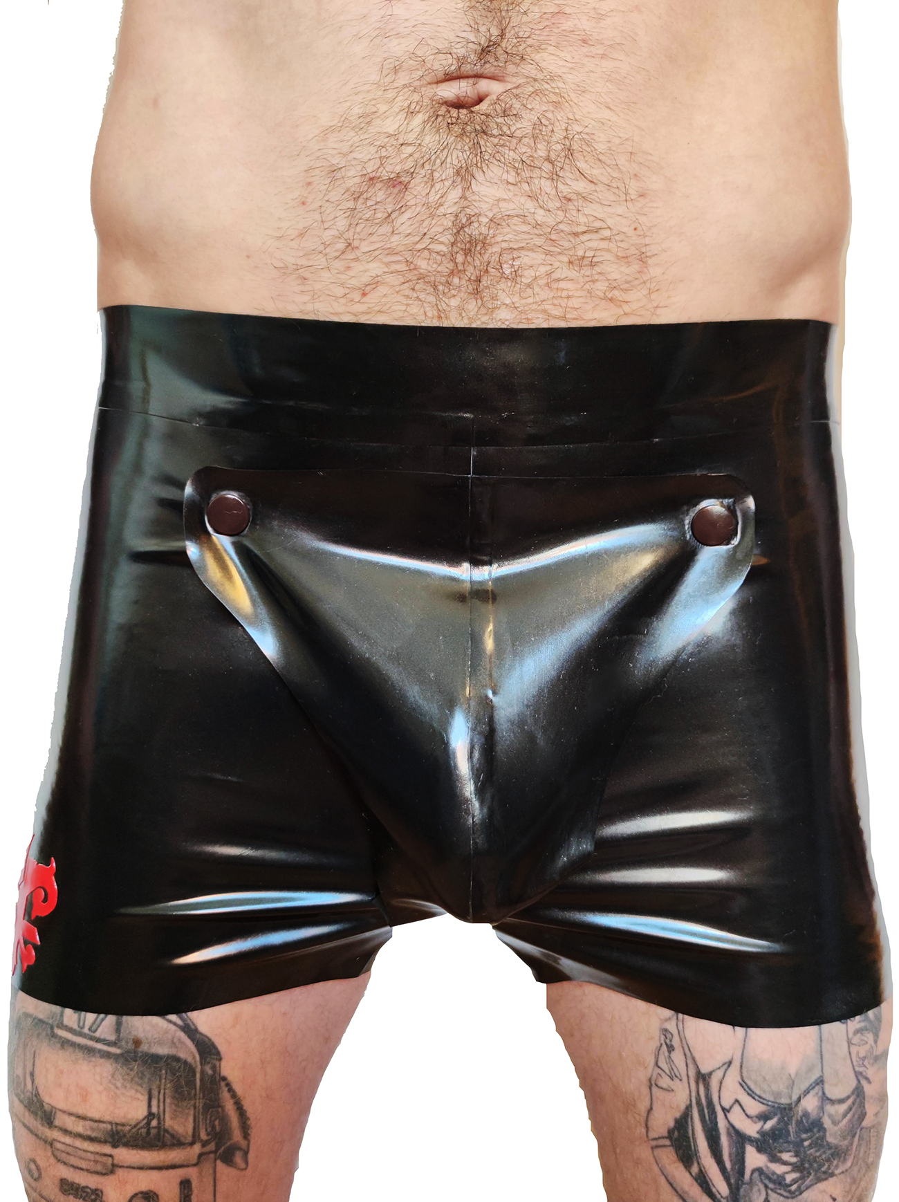 Men's Latex Boxers Underwear with Pouch Snap Buttons stripes
